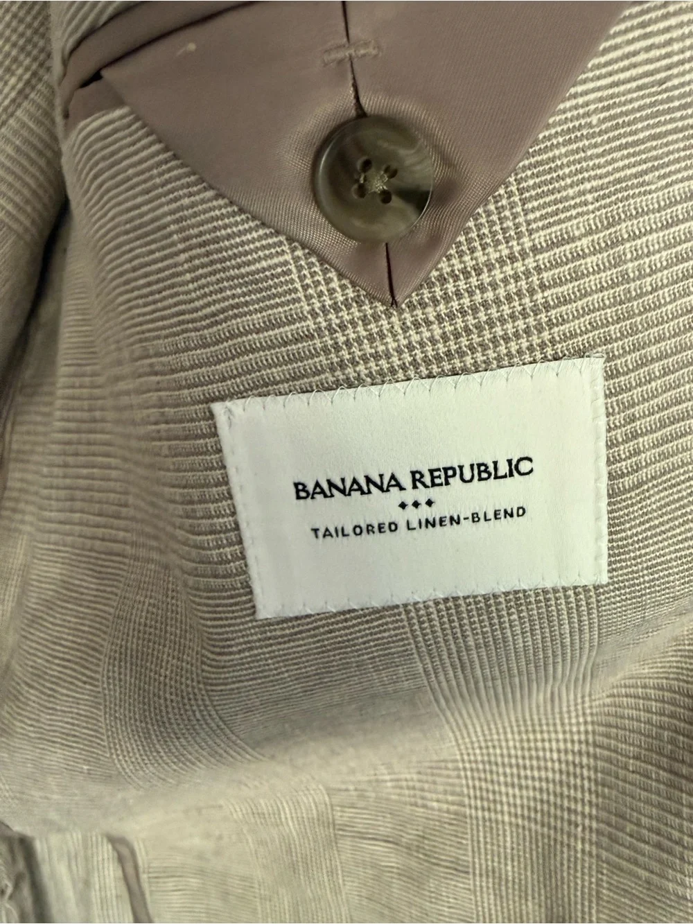 Banana Republic Glen Plaid Linen Blend Suit 42L 36x34